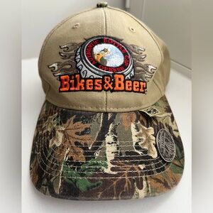 Bikes And Beer Camo Authentic Bottle Cap Opener Adjustable Baseball Hat